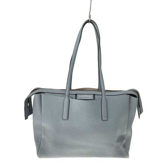 Marc Jacobs Leather Tote Bag Blue Gray Gold Hardware Zip Compartment Dust Bag - Picture 1 of 14